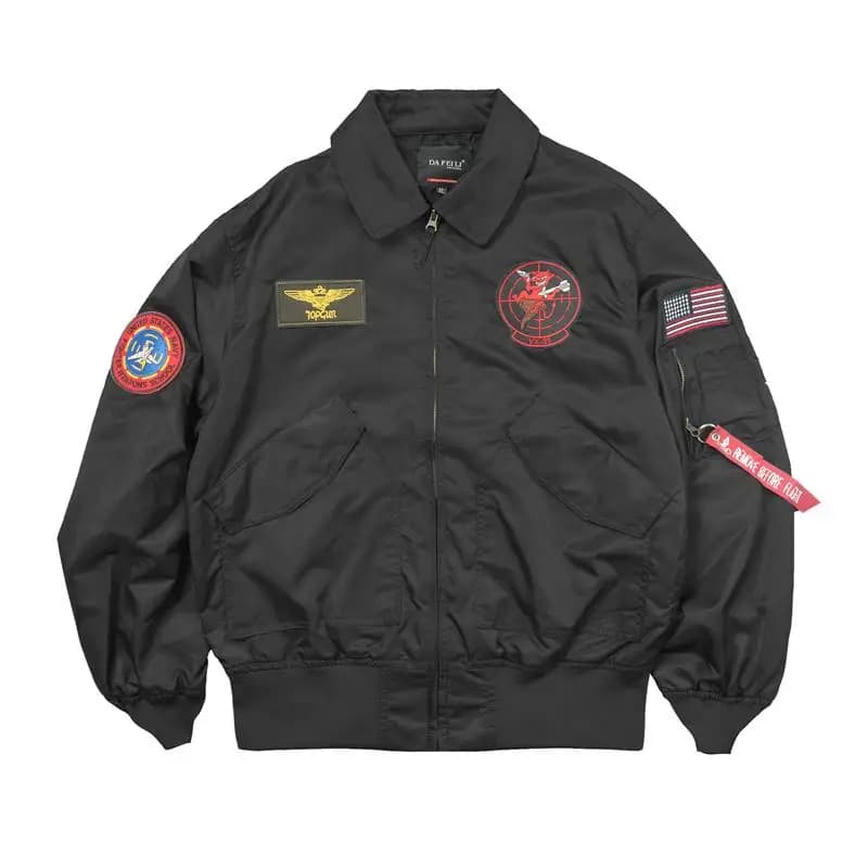 Veste bomber pilote armée printemps homme - Veste légère patch militaire style pêche aventure