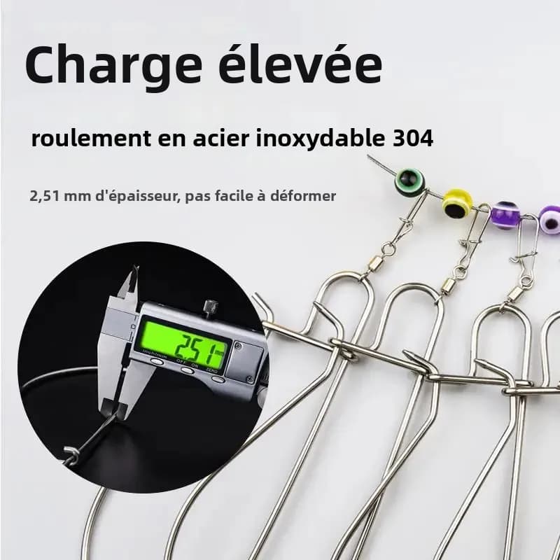 Attache pêche inox Linnhue pour poissons vivants avec mousqueton et accessoires de pêche