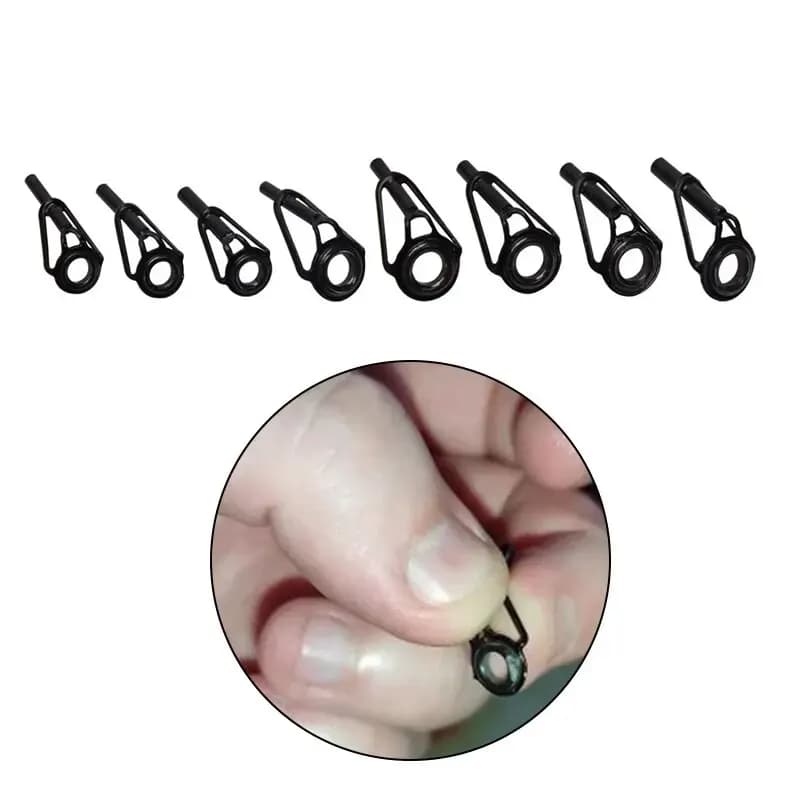 Anneaux porcelaine 8 pièces acier inox pour réparation scions pêche DIY guides canne accessoires