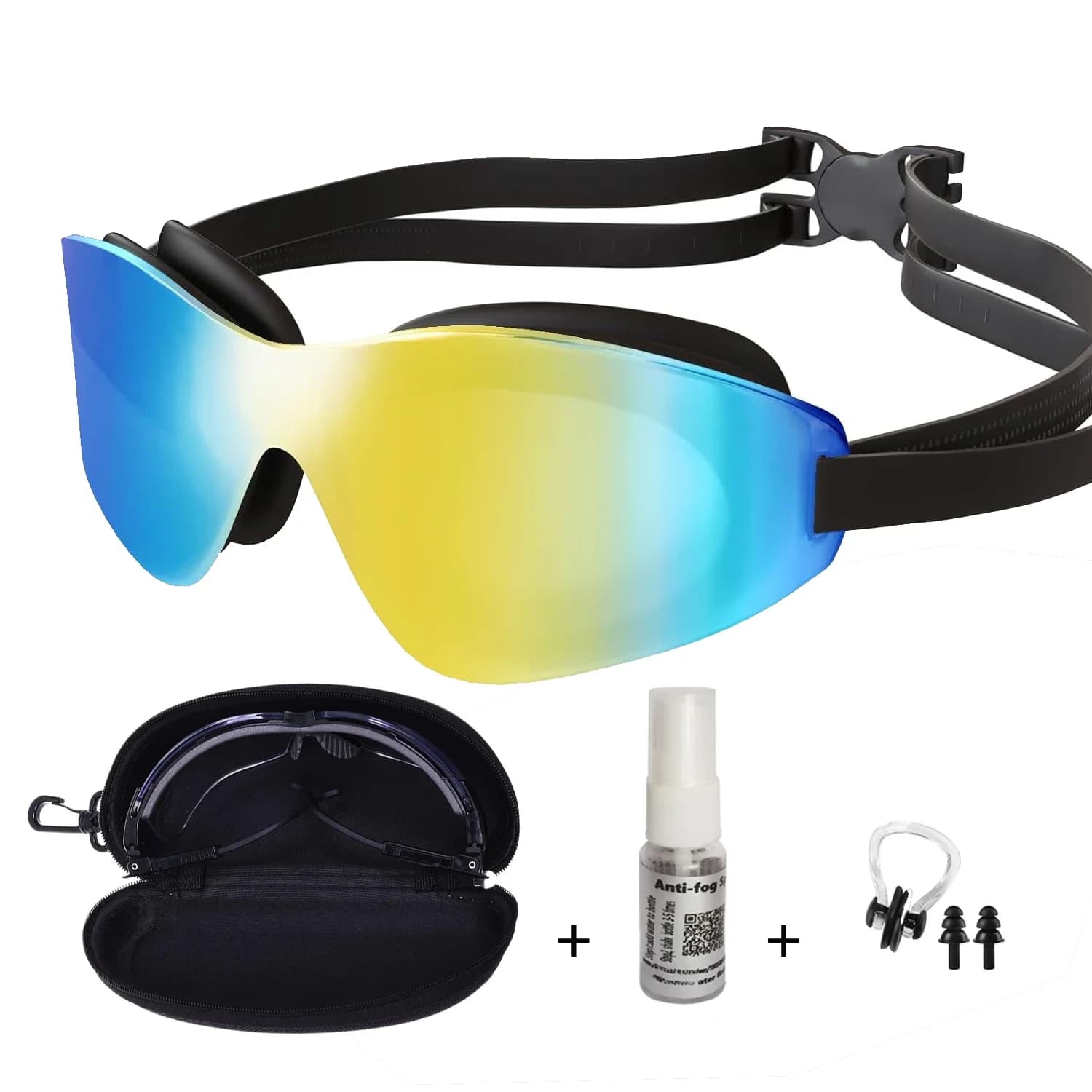 Lunettes de natation sans cadre polarisées avec étui et spray anti-buée adultes