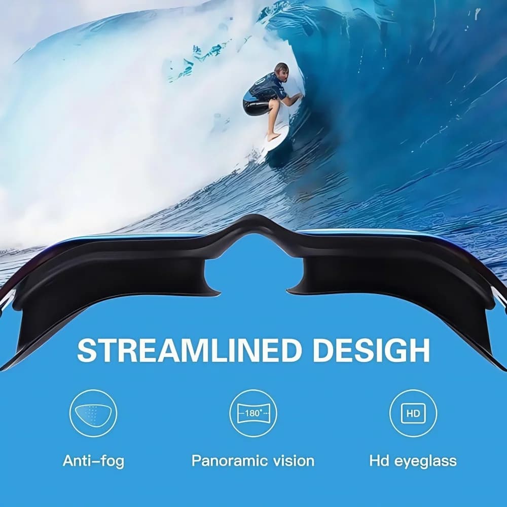 Nouvelles lunettes de natation professionnelles grandes montures silicone traitement anti-UV - Extérieur