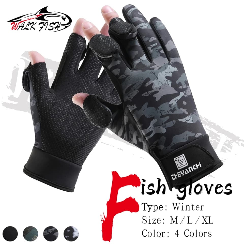 Gants de pêche WALK FISH à doigt retournable - Silicone antidérapant étanche renforcé hiver