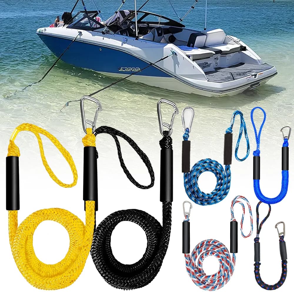 Corde d'amarrage élastique marine anti-choc 4 pieds avec crochet inox pour bateau dock surf bungee