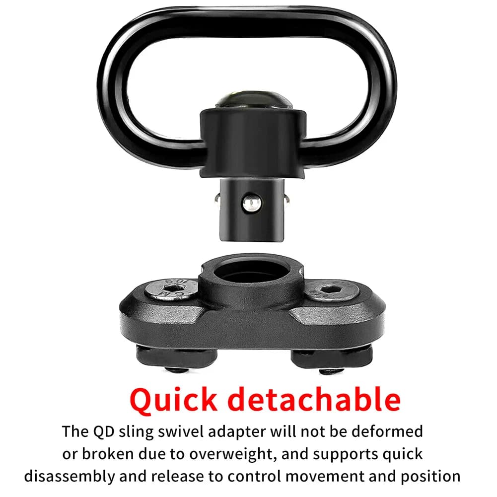 Adaptateur QD Sling Swivel lourd 1.25 pouce pour sangle deux points de chasse rotatif 360°