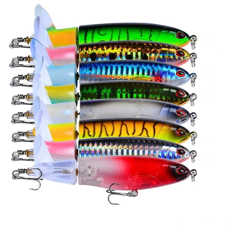 Leurre popper topwater 10-14cm avec hélice rotative pour pêche carnassier - Appât dur spinner