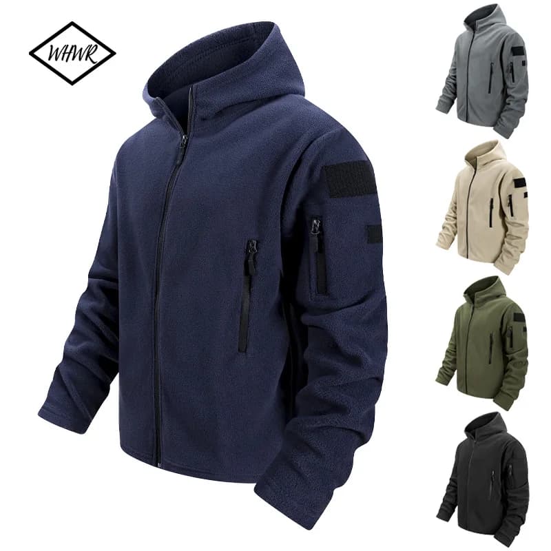 Veste de pêche polaire tactique chaude avec capuche - Taille S-3XL pour pêche hivernale