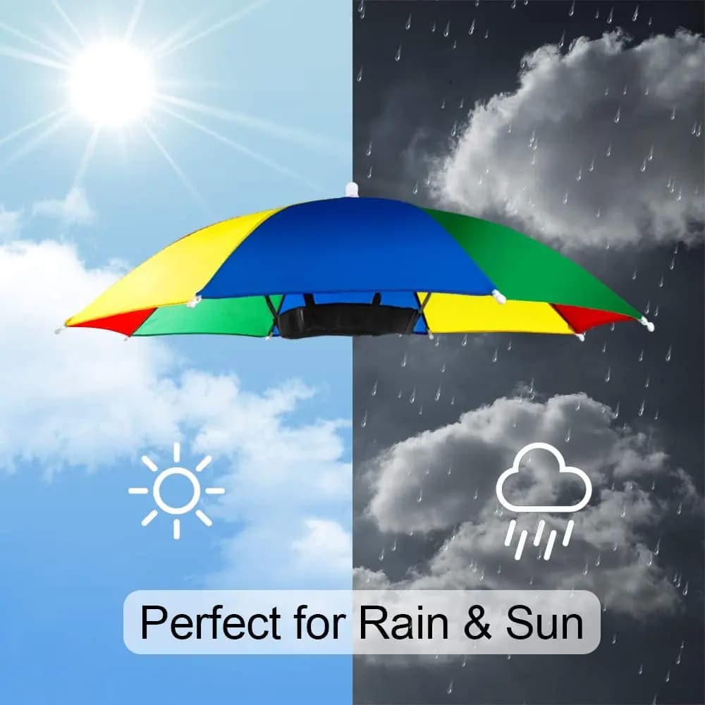Parapluie chapeau 8 branches portable élastique 50cm arc-en-ciel pêche adulte enfant plage