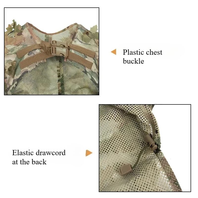 Cape camouflage tactique légère pour pêche - Ghillie respirant résistant observation ornithologique