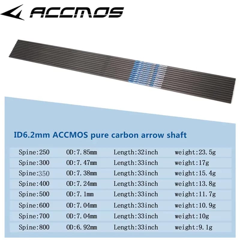Fûts flèches carbone pur 32/33 pouces spine 250-800 - 6/12pcs DIY accessoires chasse pêche