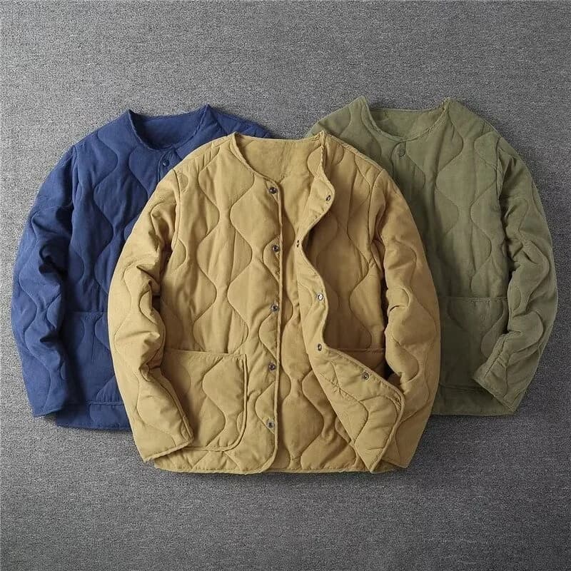 Veste matelassée M65 vintage homme hiver - Cardigan multi-poches pêche - Manteau épais khaki chasse