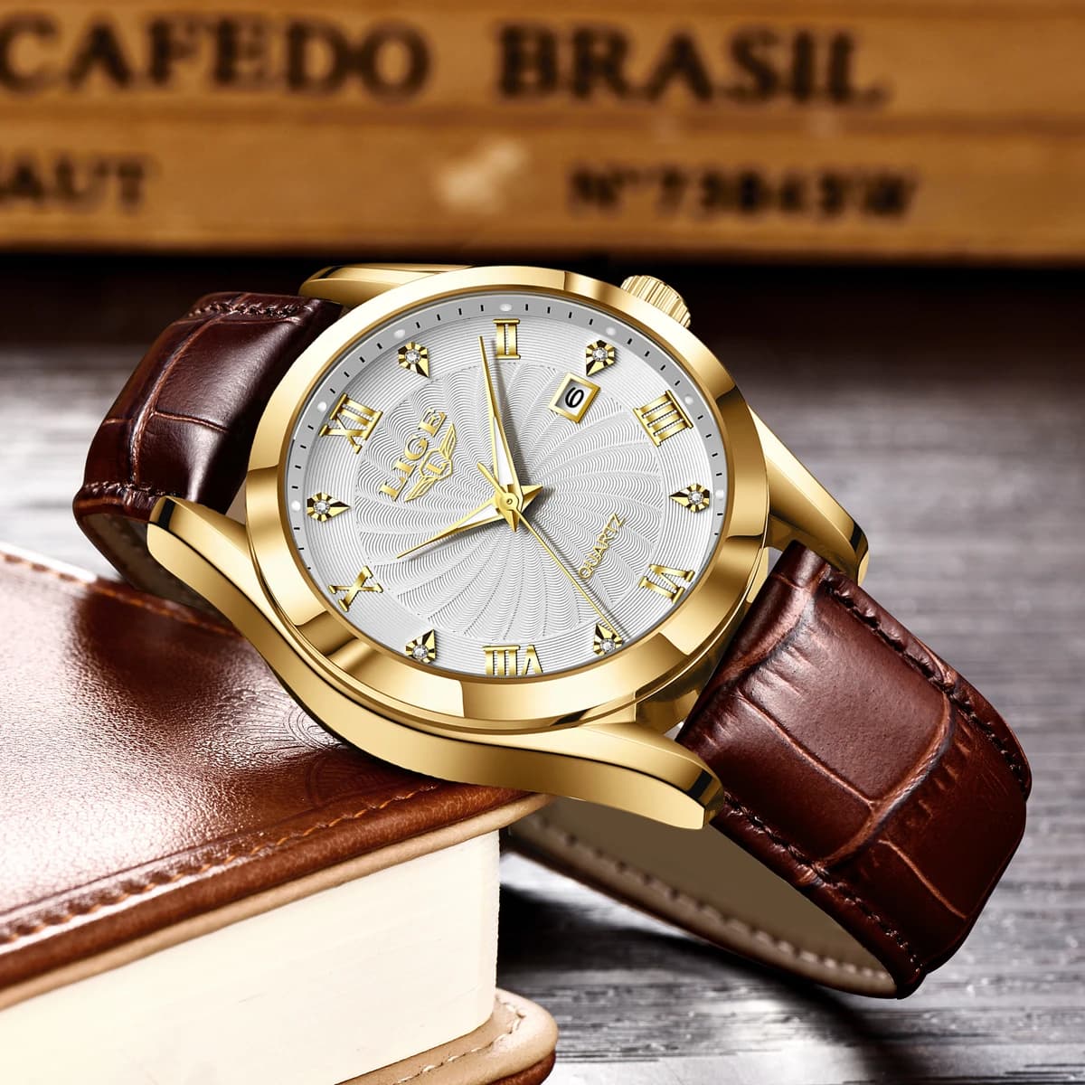Montre femme LIGE cuir militaire sport étanche luxe bracelet montre reloj mujer - Top marque