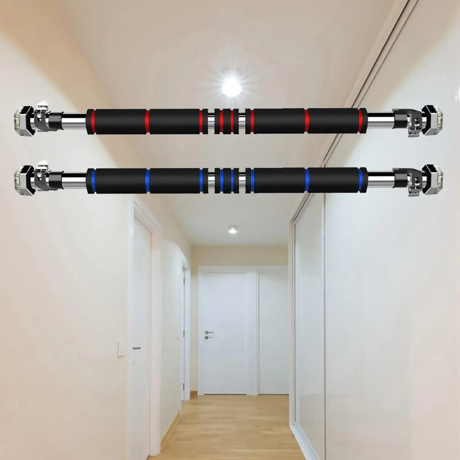 Barre de traction sans vis pour porte réglable 31.5 à 51.2 pouces - Barre horizontale chin up sans perçage