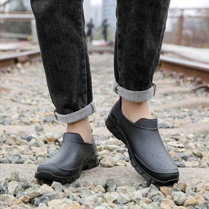 Bottes de pluie basses courtes polaire homme antidérapantes plates toutes saisons