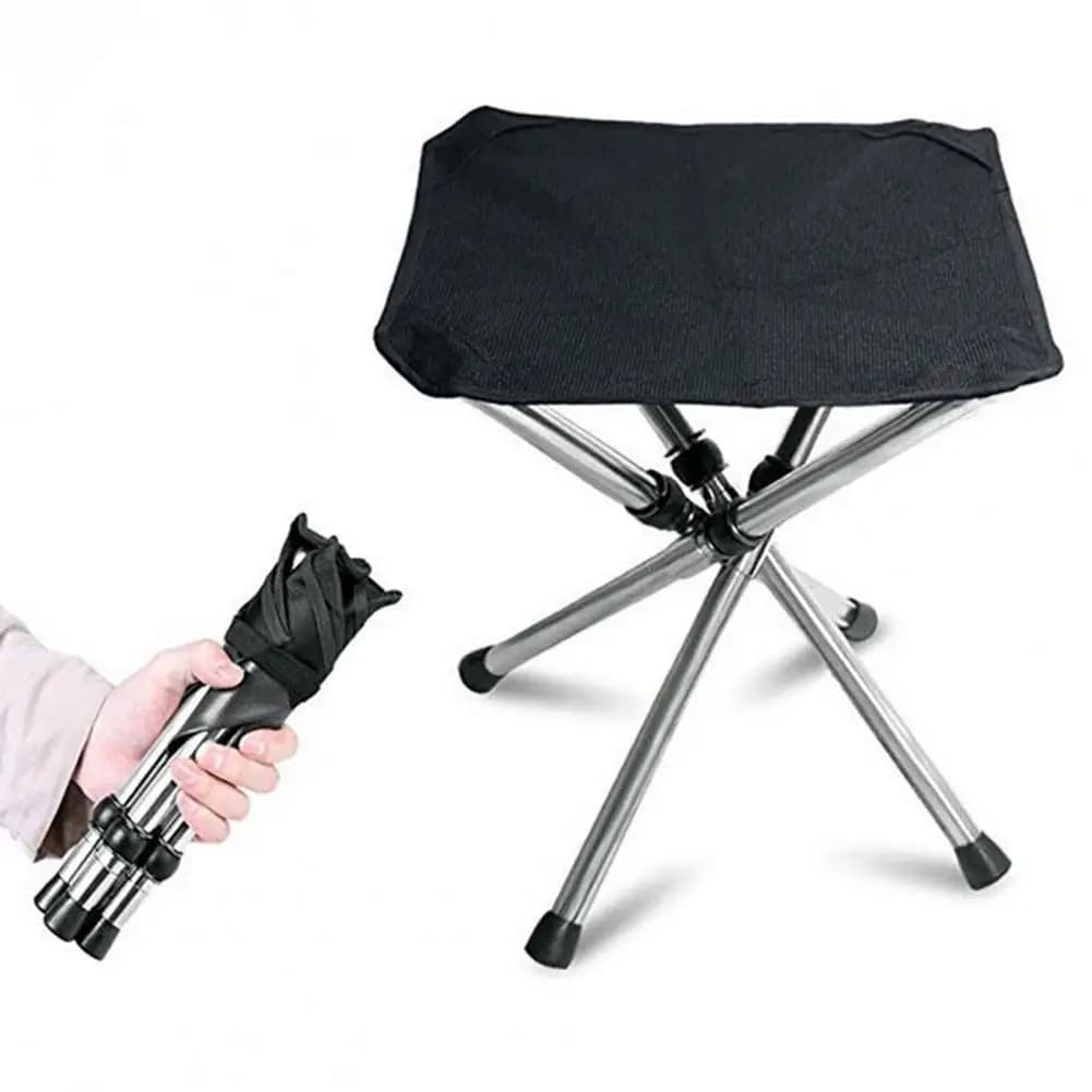 Chaise pliante pêche 4 pieds avec sac de rangement en acier inoxydable pour camping et pique-nique