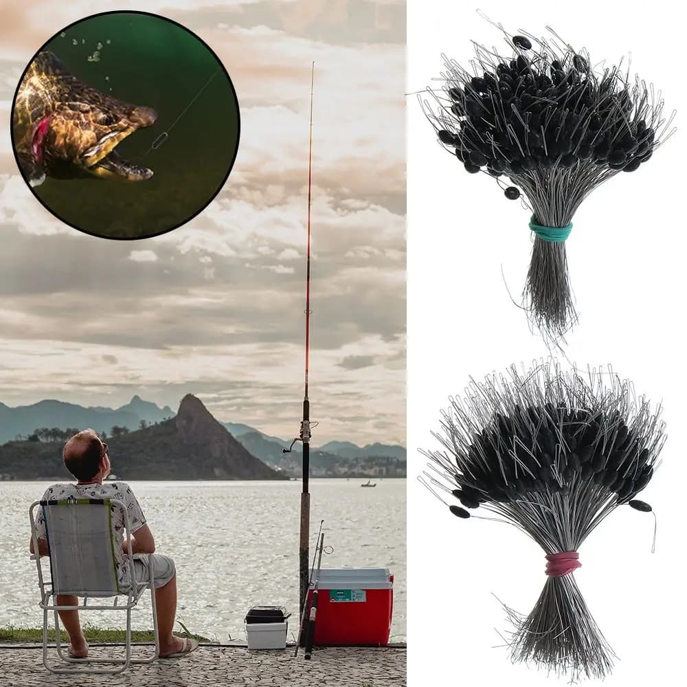 Stoppeur pêche noir en silicone 300 pièces, flotteur résistant pour ligne et accessoires de pêche