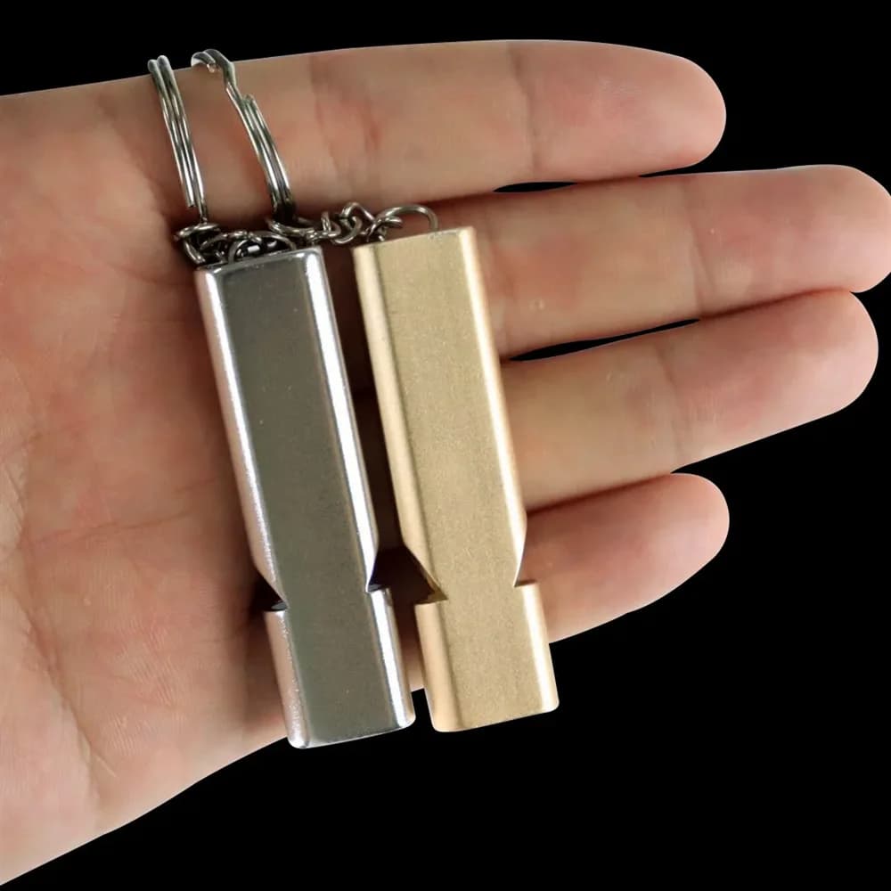 Sifflet survie fréquence double aluminium pêche équipement EDC sécurité outdoor aventure