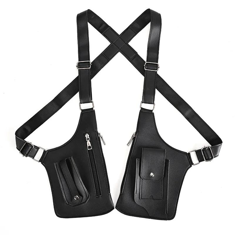 Sac pêche tactique étanche anti-vol double bretelles - Multi-poches polyvalent homme - PU imperméable