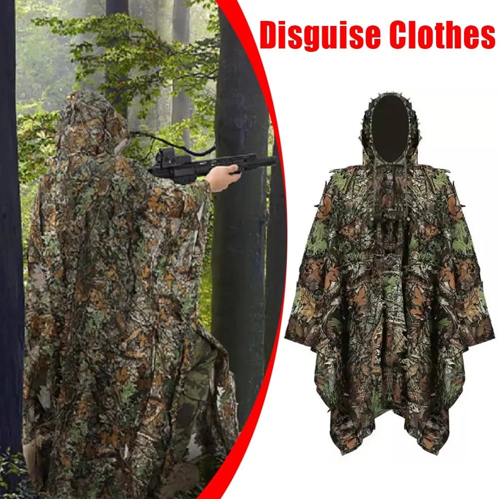 Combinaison Ghillie bionique 3D feuilles camouflage unisexe pêche chasse jungle CS