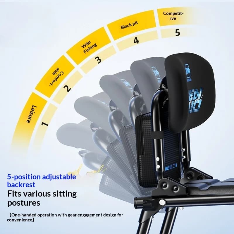 Chaise pêche pliante légère compacte réglable avec porte-canne tout-terrain