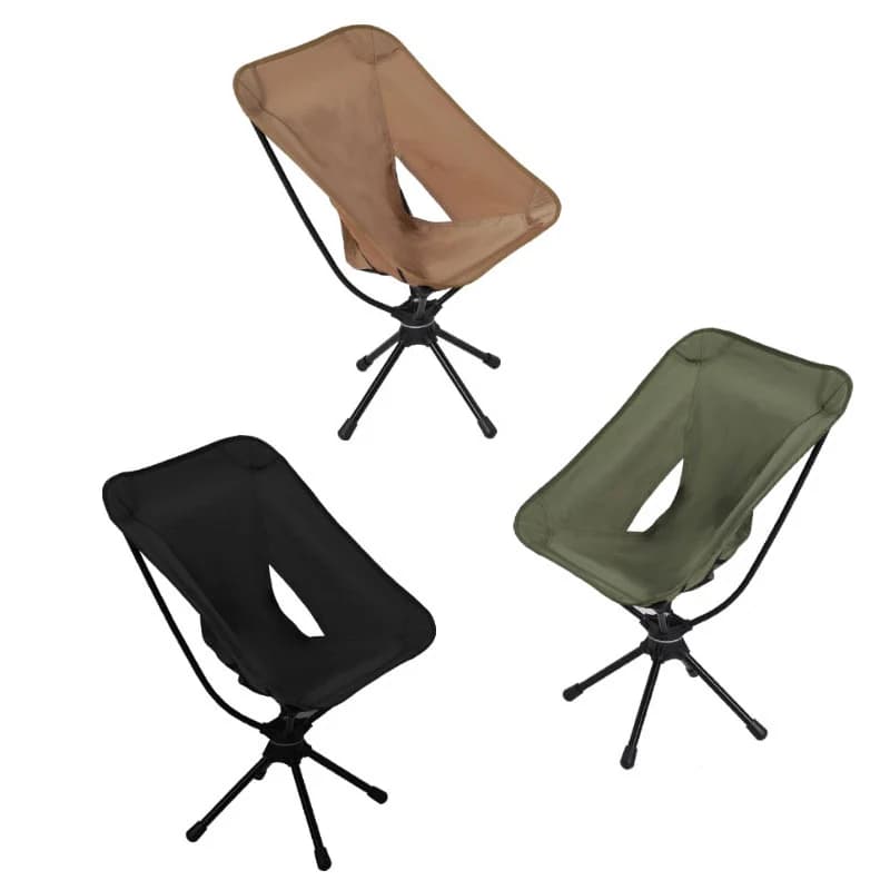 Chaise lune pivotante 360° aluminium pliable - Siège camping portable pêche pique-nique détente