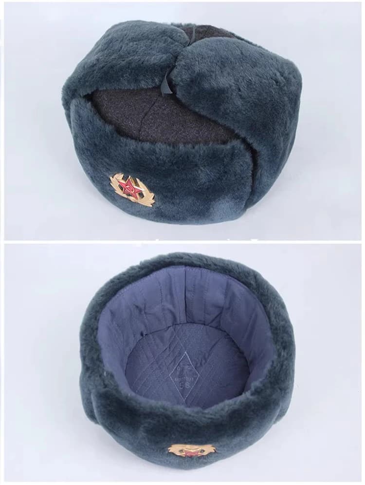 Casquette soviétique M69 étoile rouge - Chapeau hiver en cachemire pour pêche par grand froid