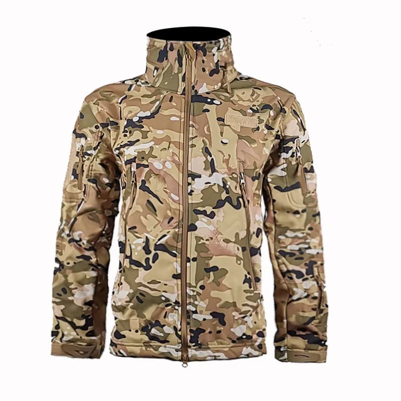 Veste tactique camouflage hiver col montant polaire épaisse imperméable pour pêche et outdoor