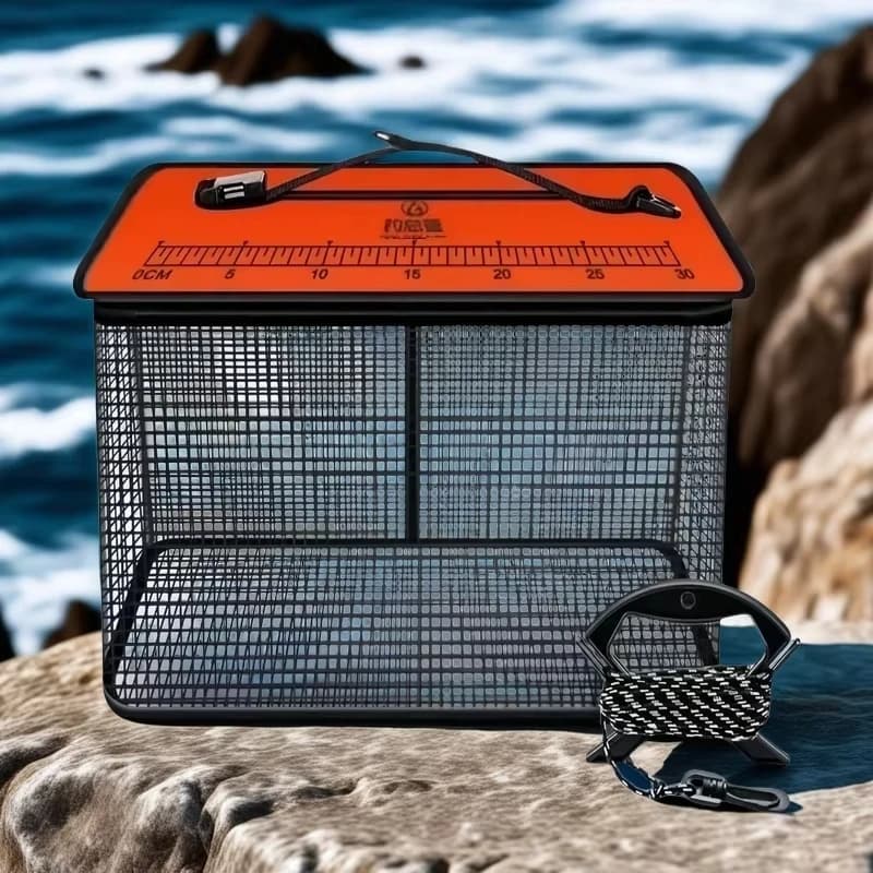 Panier de pêche flottant pliable, filet cage portable pour rangement matériel et poissons vivants