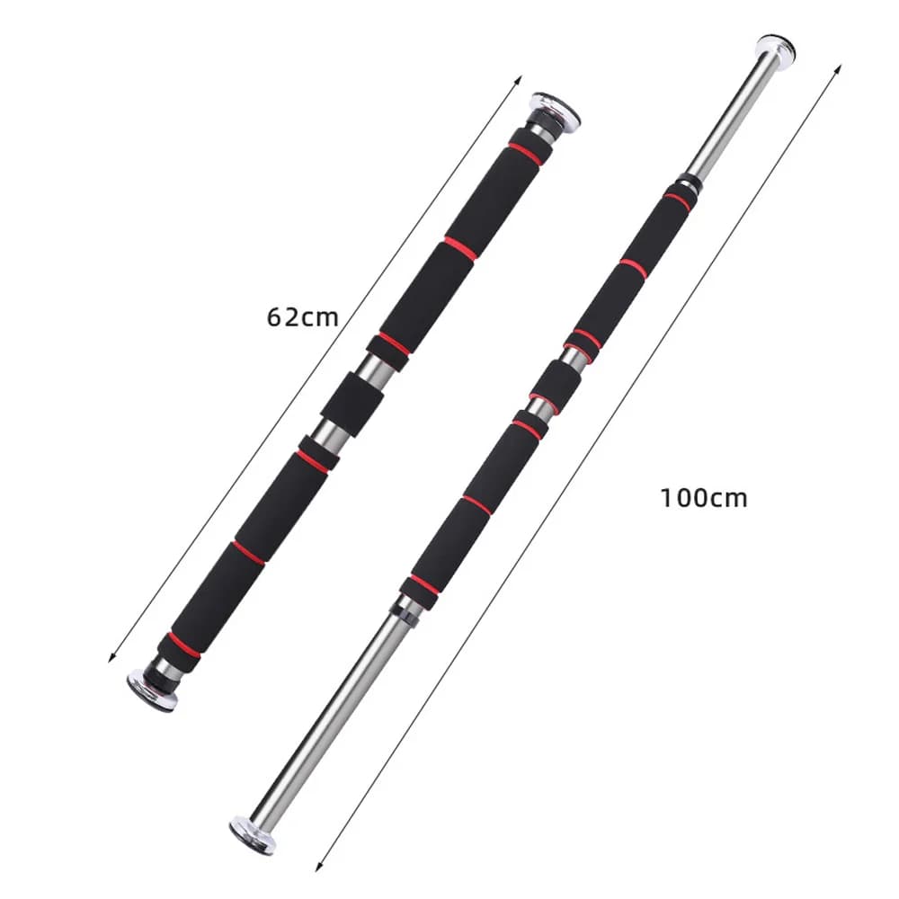 Barre de traction murale en acier inoxydable avec poignées confort - 60-100 cm noir pour musculation maison