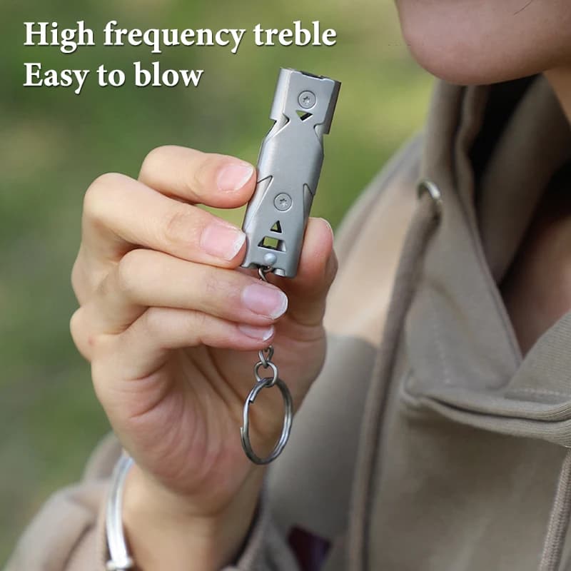 Sifflet double tube pendentif porte-clés haute puissance pour survie camping pêche France