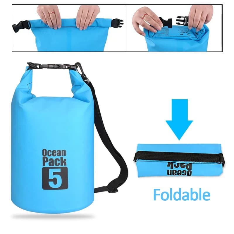 Sac étanche PVC 2L à 30L pour kayak pêche natation sports nautiques rangement équipement outdoor
