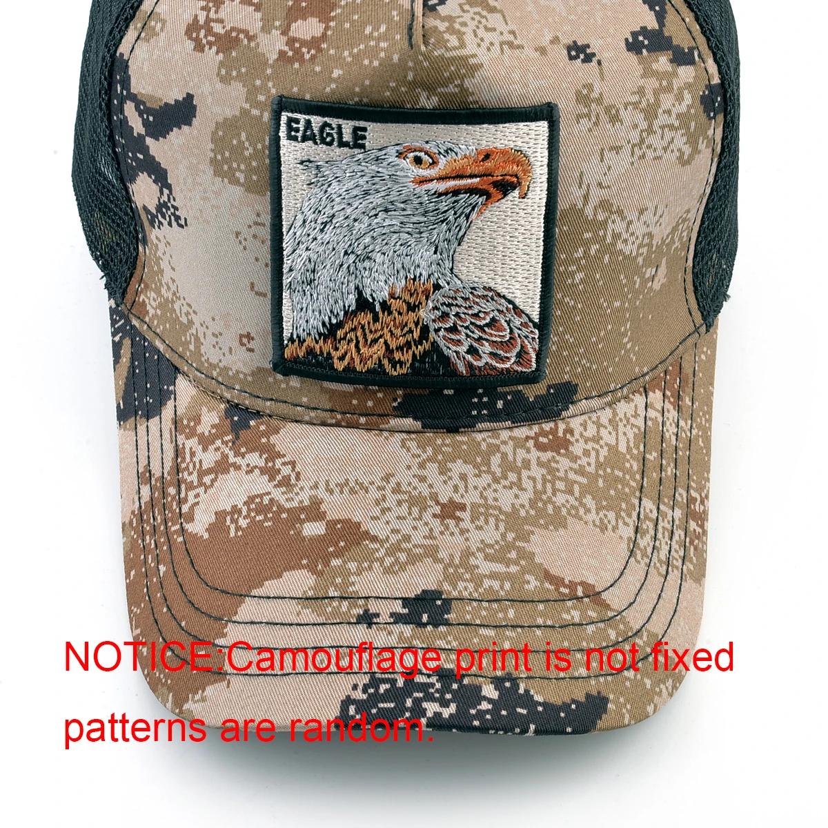 Casquette camouflage aigle brodé pêche - Chapeau snapback 4 saisons pour pêche mode