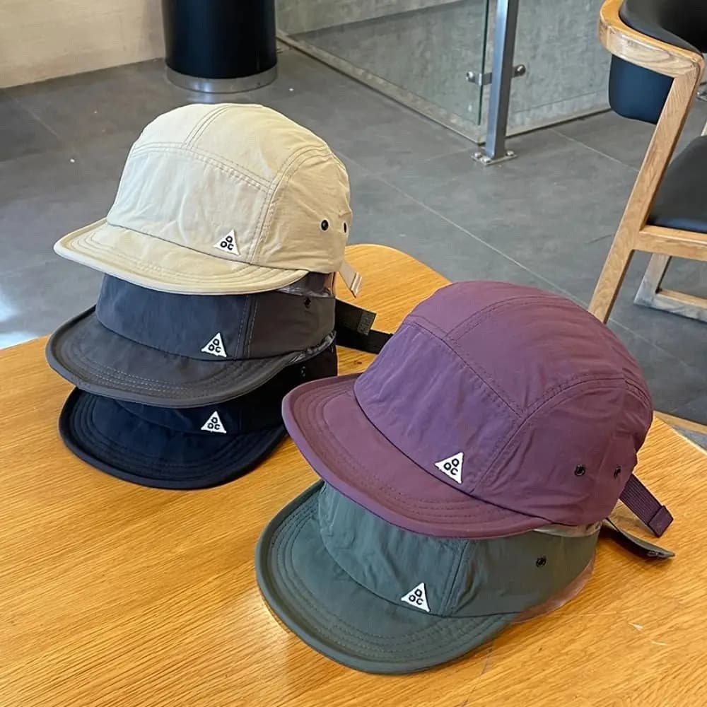 Casquette baseball rétro séchage rapide visière courte unisexe été pêche camping japonais 5 panneaux