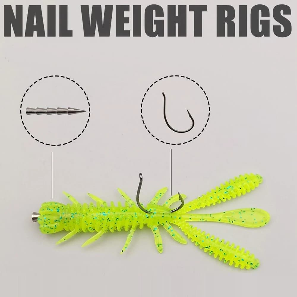 Kit 10PCS 20PCS leurres flottants souples 5-7cm crevettes jig rig pour pêche carpe