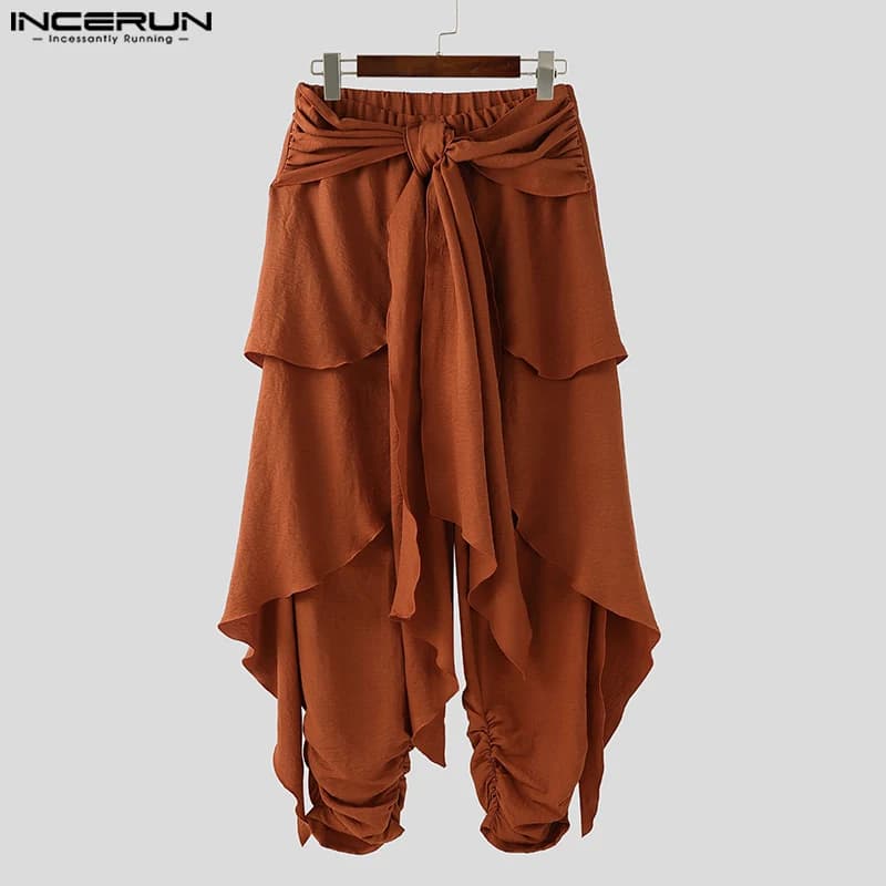 Pantalon harem pêche homme été printemps casual plissé streetwear oversize pêche S-5XL