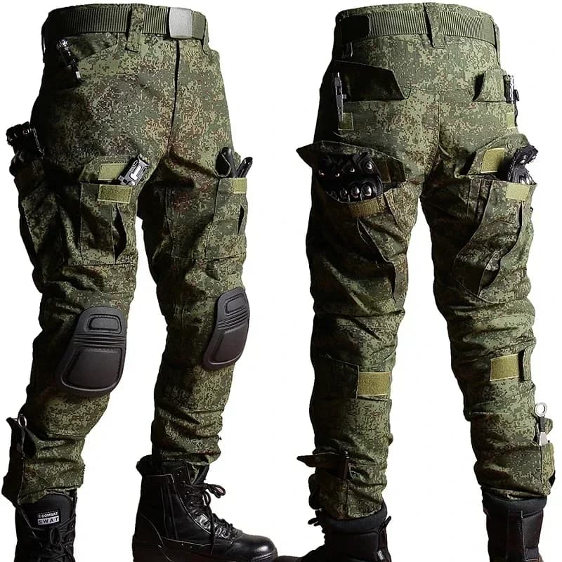 Set camouflage armée 2 pièces - T-shirt manches longues et pantalon cargo pour pêche confortable