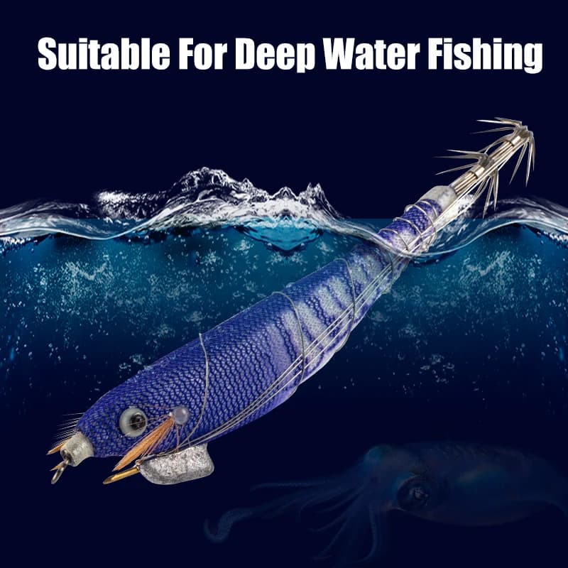 Leurre Egi lumineux calamar crevette bois 5 pièces pour la pêche en mer profonde