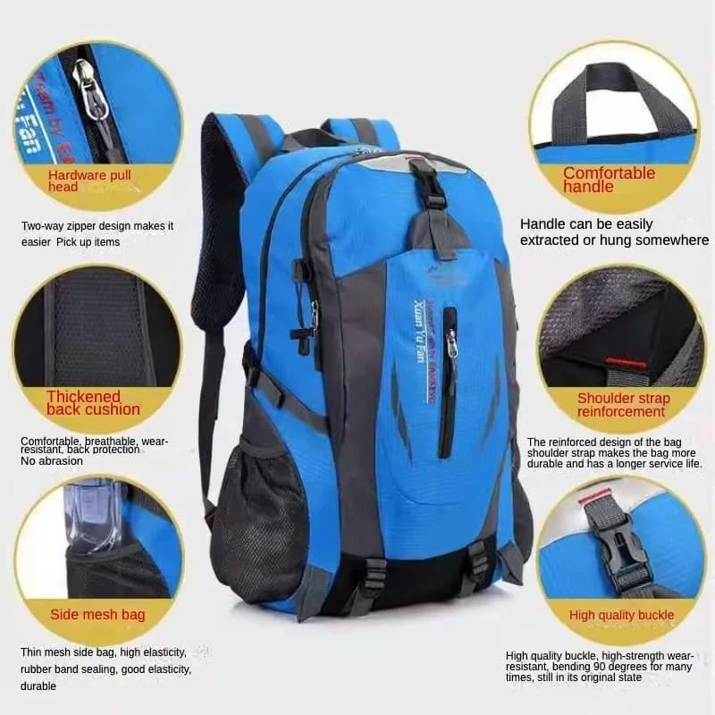 Sac à dos de voyage étanche en nylon pour hommes - Randonnée, escalade, sport et école