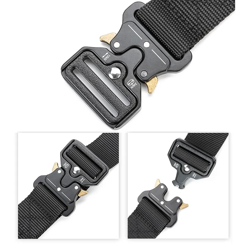 Ceinture tactique rapide dégagement pêche chasse - Ceinture nylon souple unisexe noir outdoor