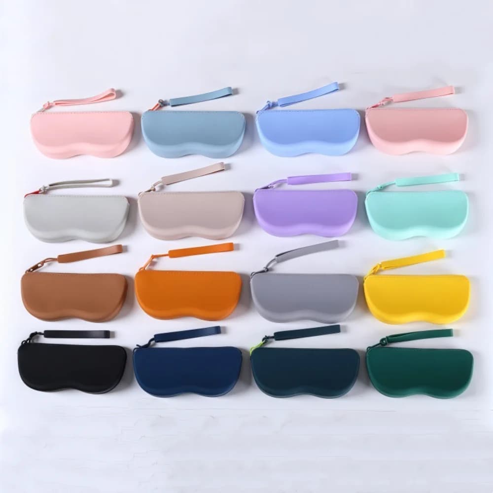 Pochette silicone souple lunettes étanche femme - Rangement cosmétiques pièces anti-poussière zip coloré