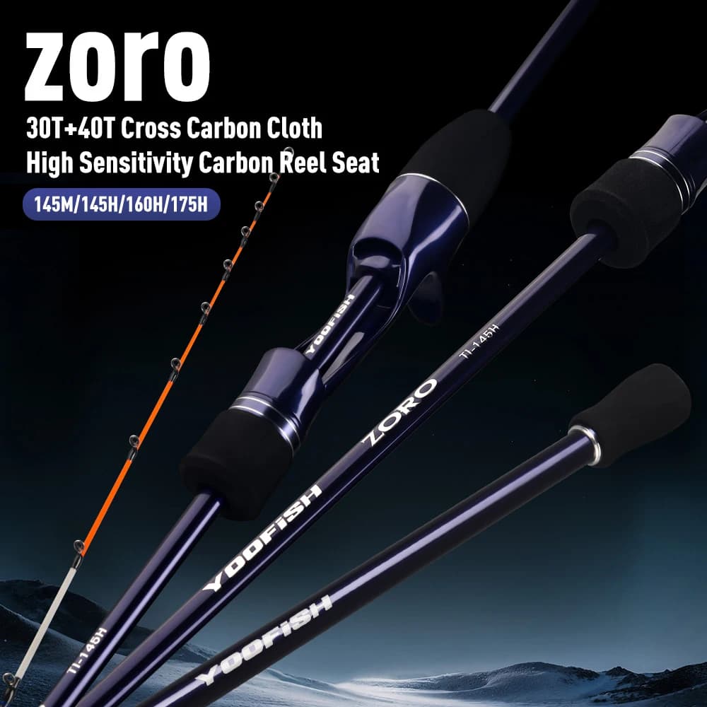 Canne coup de vent Yoofish 1.45m/1.75m carbone léger pour pêche au calmar - Pointe titane 65g/72g