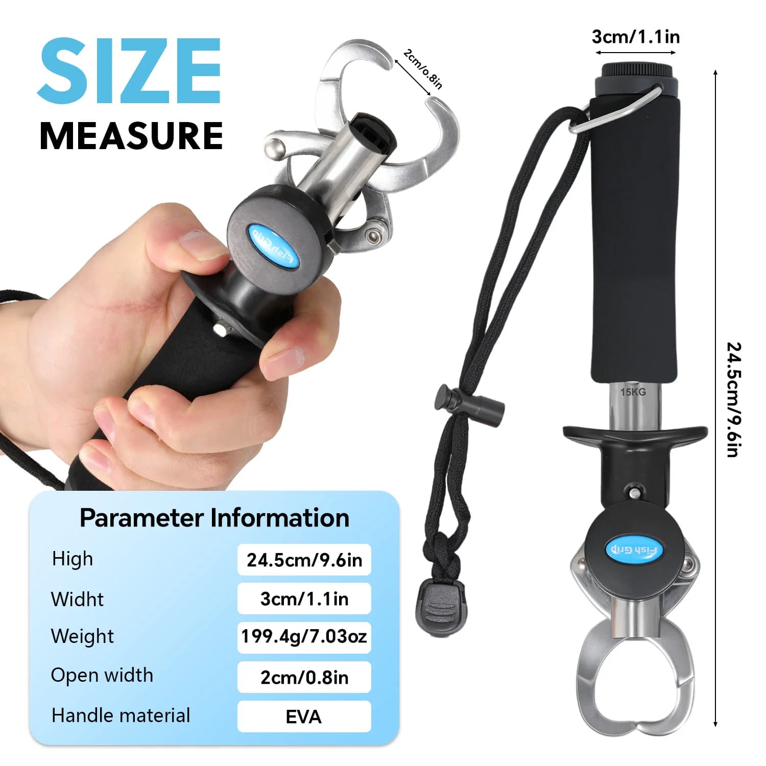 Gripper pêche Sougayilang tout-en-un inox avec balance et mètre ruban - Poignée antidérapante