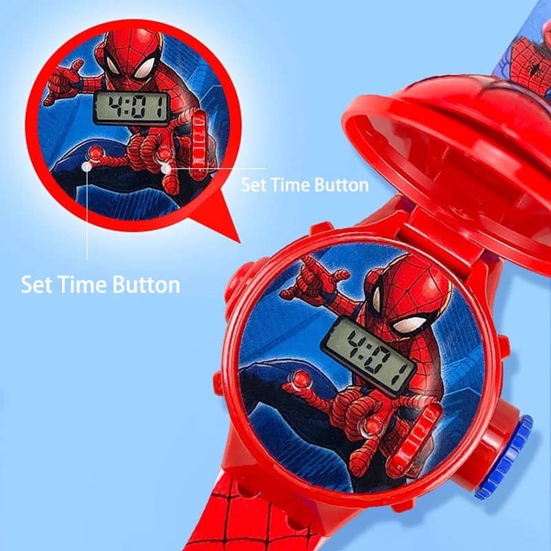 Montre enfant projection Spider-Man Marvel - montre garçon Captain America Iron Man jouet numérique étanche 3Bar