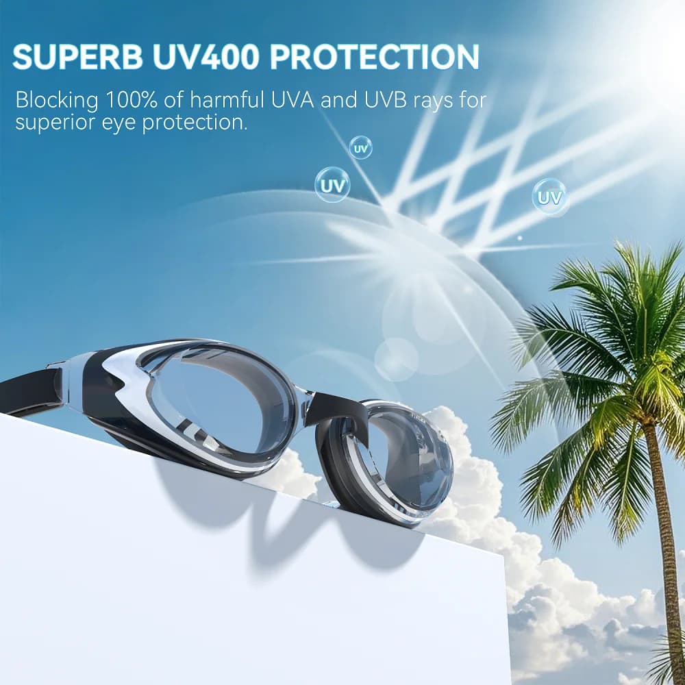 Lunettes de natation adultes anti-buée étanches sans fuite protection UV 100% avec bouchons d'oreilles