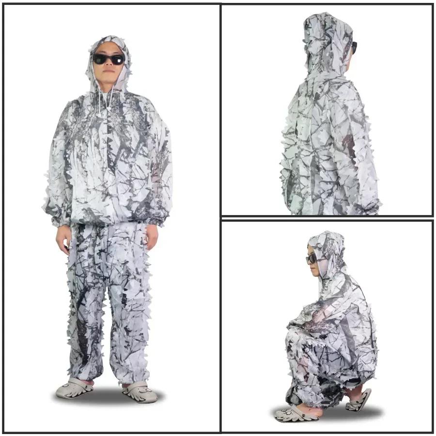 Combinaison Ghillie 3D feuilles camouflage jungle pêche chasse tir jeunes adultes motif feuillage