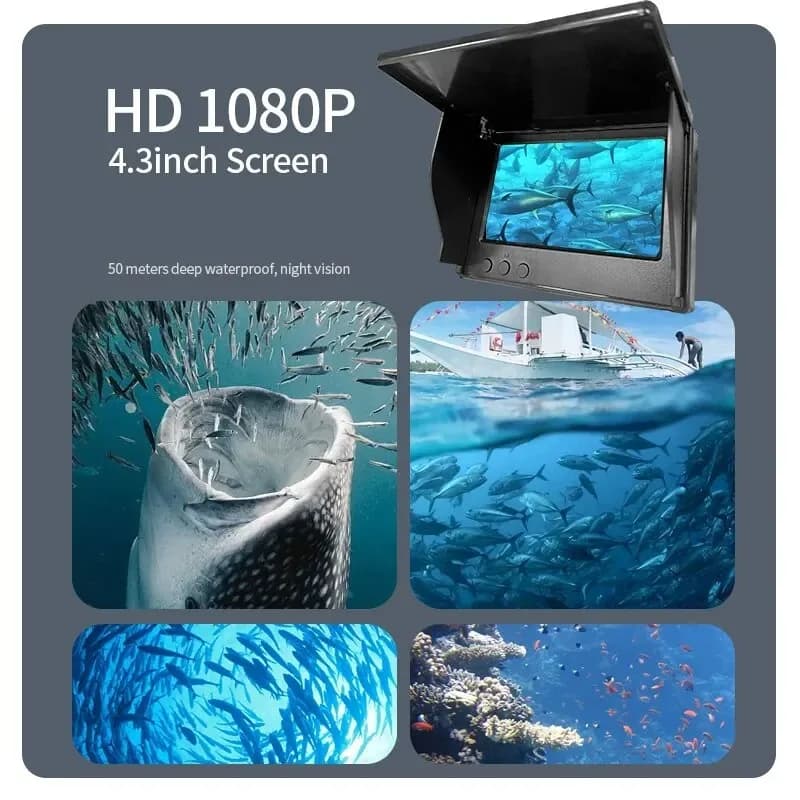 Détecteur de poissons portable écran LCD 4.3" 1080P avec vision nocturne pour kayak et bateau