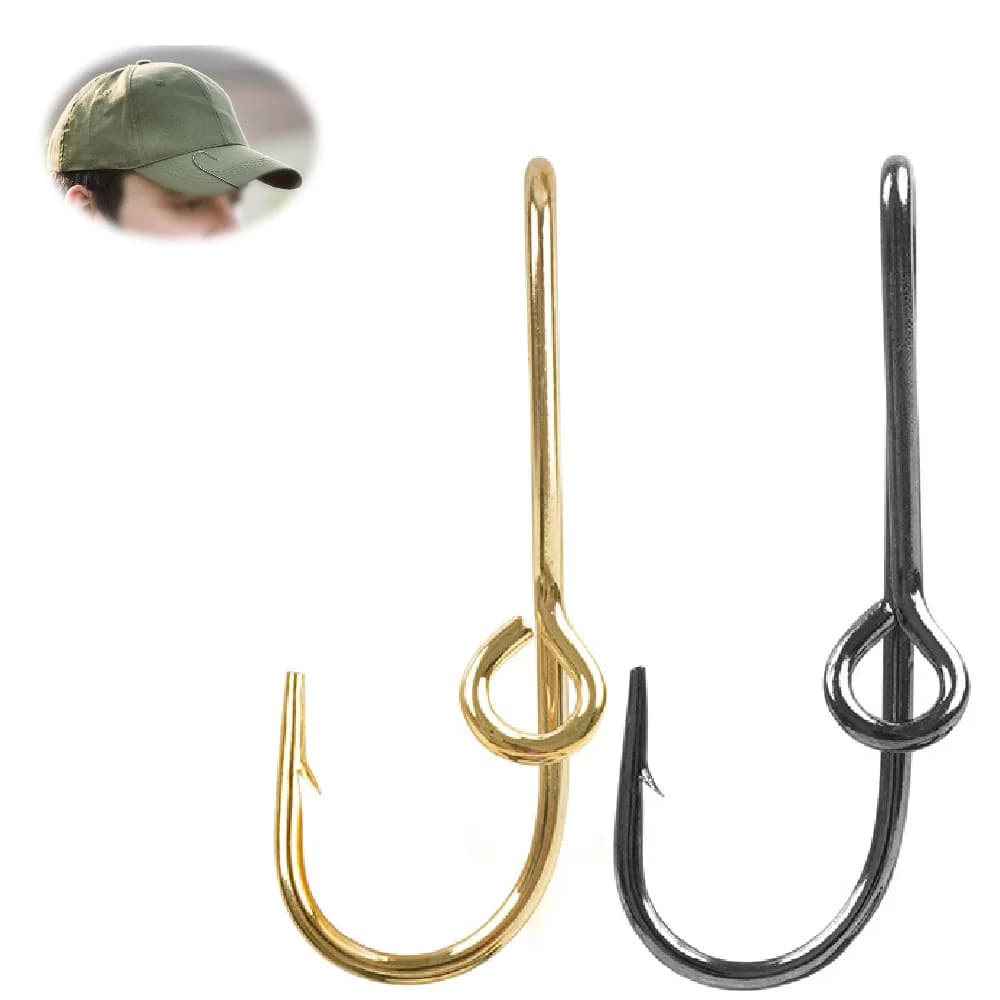 5 ou 6 épingles à chapeau hameçons de pêche dorés noirs pour accessoiriser votre casquette de pêcheur