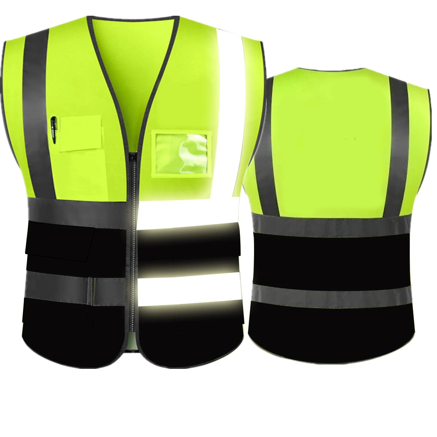 Gilet sécurité haute visibilité bandes réfléchissantes 5 poches norme ANSI Classe 2 pêche professionnelle