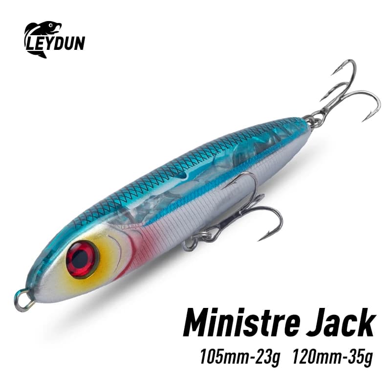 Leurre stickbait coulant LEYDUN MINISTRE JACK 105mm 23g pencil nageur pour bar mer wobblers
