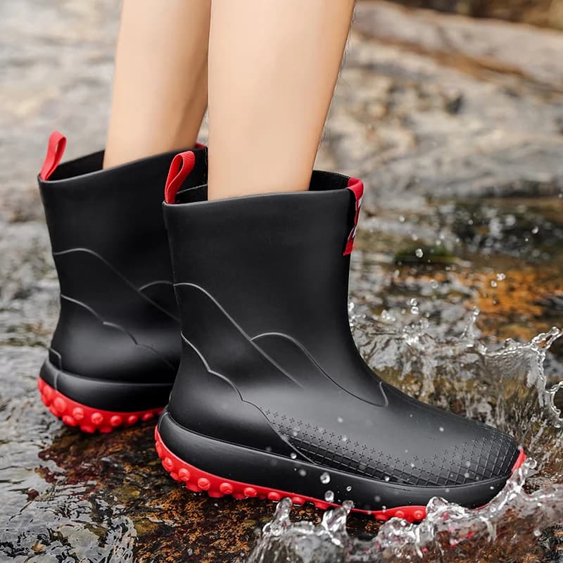 Bottes mi-mollet jardin pêche imperméables antidérapantes à bout large pour hommes chef cuisine plates-formes