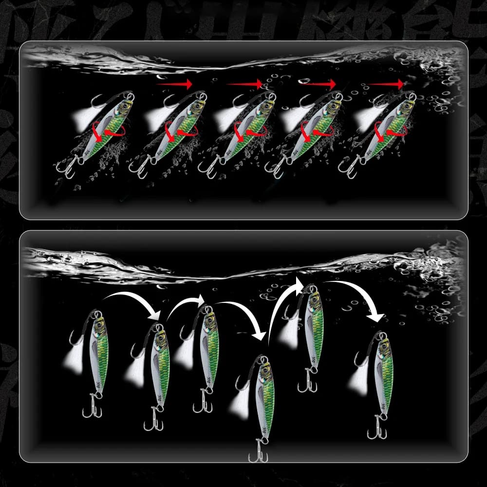 Leurre métallique Hunthouse 7g-80g pour jigging lent - Appât coulant pour bar et brochet de mer
